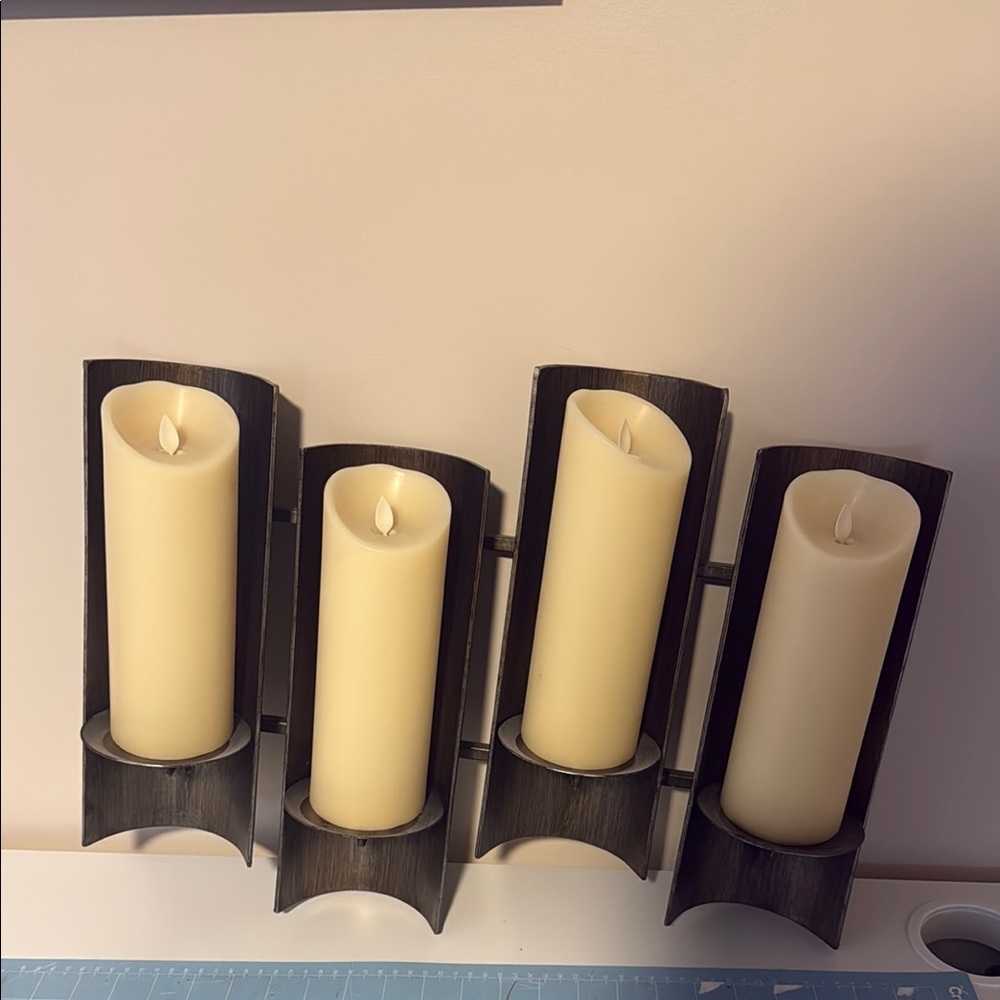 Modern Cream and Greenish Candle Holders Set